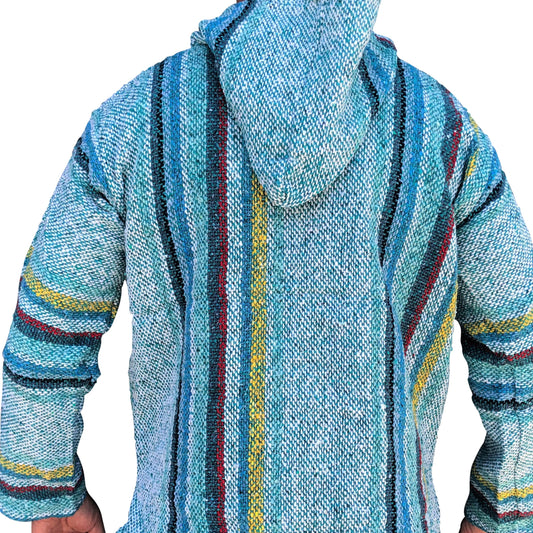 Mexican Baja Hoodie Aqua multicolour Kids size 8-12