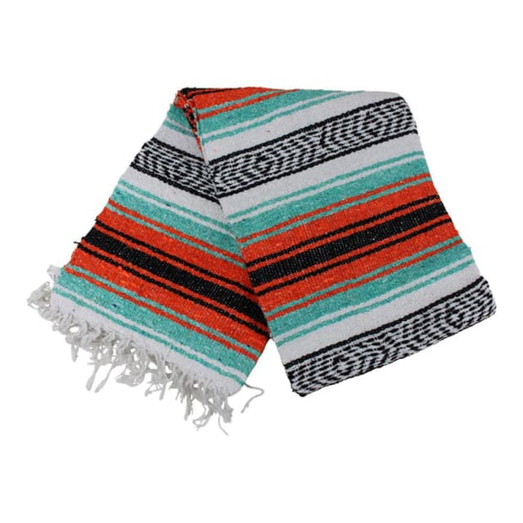 Aqua & Orange Western Mexican Blanket mexican blankets, 