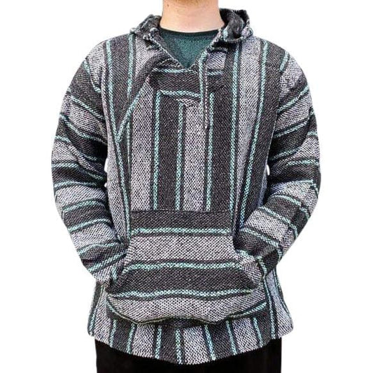 Mexican Surfer Baja Hoodie Aqua & Grey baja hoodies,