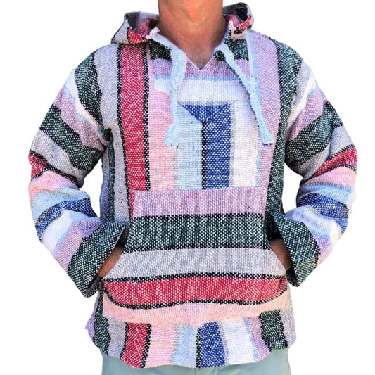 Mexican Surfer Baja Hoodie Baby Blue Red & Pink baja
