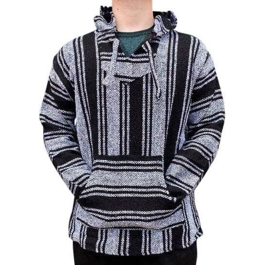 Mexican Surfer Baja Hoodie Black & White Jerga Surfer Sweater Jumper