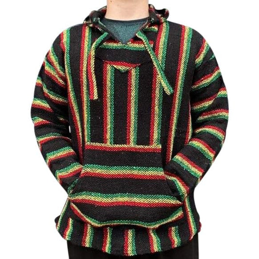 Mexican Surfer Baja Hoodie Rasta: Red Green & Yellow baja
