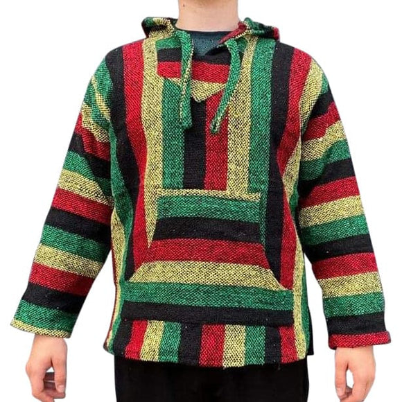 Mexican Surfer Baja Hoodie Rasta: Thick Red Green & Yellow |