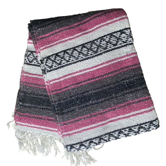 Pink & Grey Western Mexican Blanket