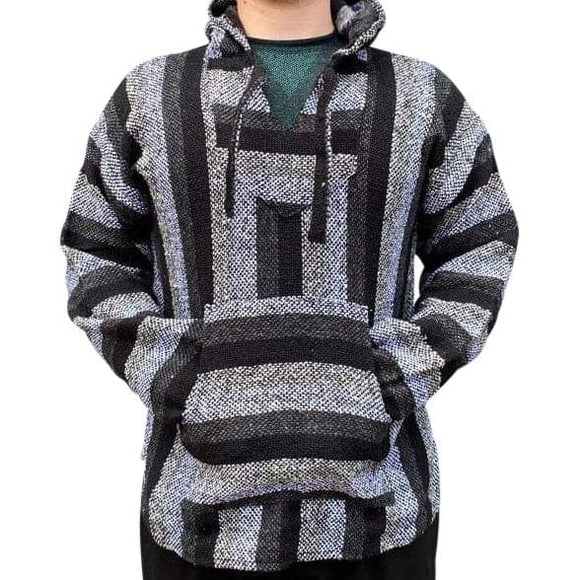 Mexican Surfer Baja Hoodie Black & Grey baja hoodies, 